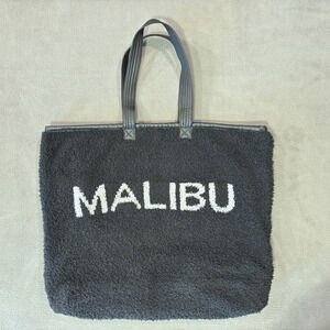 Barefoot Dreams Cozy Chic Knit Black Fuzzy Plush Tote Shoulder Bag